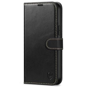 SHIELDON iPhone 14 Plus Wallet Case, iPhone 14 Plus Genuine Leather Cover Book Folio Flip Kickstand Case with Magnetic Clasp - Black - Retro