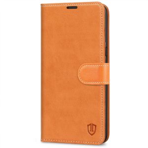 SHIELDON iPhone 14 Pro Wallet Case, iPhone 14 Pro Genuine Leather Cover with Magnetic Clasp - Brown