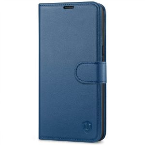 SHIELDON iPhone 14 Pro Wallet Case, iPhone 14 Pro Genuine Leather Cover with Magnetic Clasp - Royal Blue