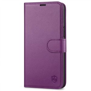 SHIELDON iPhone 14 Pro Max Wallet Case, iPhone 14 Pro Max Genuine Leather Cover with Magnetic Clasp Closure Flip Case - Light Purple