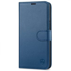 SHIELDON iPhone 14 Pro Max Wallet Case, iPhone 14 Pro Max Genuine Leather Cover with Magnetic Clasp Closure Flip Case - Royal Blue