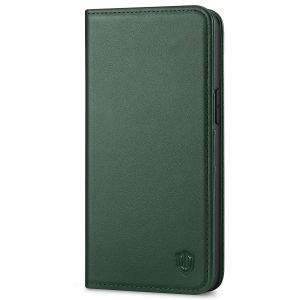 SHIELDON iPhone 14 Pro Max Wallet Case, iPhone 14 Pro Max Genuine Leather Folio Cover - Midnight Green