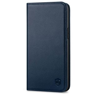 SHIELDON iPhone 14 Pro Max Wallet Case, iPhone 14 Pro Max Genuine Leather Folio Cover - Navy Blue