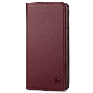 SHIELDON iPhone 14 Pro Max Wallet Case, iPhone 14 Pro Max Genuine Leather Folio Cover - Wine Red