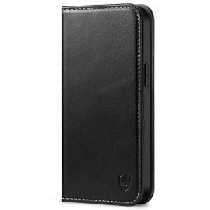 SHIELDON iPhone 14 Pro Max Wallet Case, iPhone 14 Pro Max Genuine Leather Folio Cover - Black - Retro