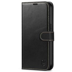SHIELDON iPhone 14 Pro Wallet Case, iPhone 14 Pro Genuine Leather Cover with Magnetic Clasp - Black - Retro