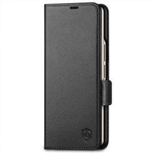 SHIELDON SAMSUNG Galaxy Z Fold4 5G Genuine Leather Wallet Case Cover with S Pen Holder, Folio Flip Style - Black