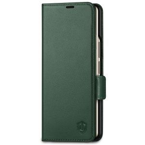 SHIELDON SAMSUNG Galaxy Z Fold4 5G Genuine Leather Wallet Case Cover with S Pen Holder, Folio Flip Style - Midnight Green