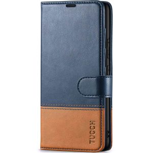 TUCCH SAMSUNG GALAXY A54 Wallet Case, SAMSUNG A54 Leather Case Folio Cover - Dark Blue & Brown