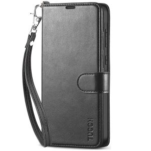 TUCCH SAMSUNG GALAXY A55 Wallet Case, SAMSUNG A55 Leather Case Folio Cover - Strap Black