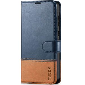 TUCCH SAMSUNG GALAXY A55 Wallet Case, SAMSUNG A55 Leather Case Folio Cover - Blue & Brown