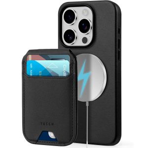 TUCCH iPhone 16 Pro Leather Magsafe Phone Case with Stand Magnetic Card Holder, Support Wireless Charging, Magsafe Compatible, Stand via Card Holder, Shockproof PU Leather Protective Case with RFID Blocking for iPhone 16 Pro