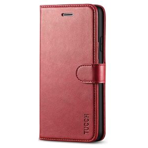 TUCCH iPhone 7 Wallet Case, iPhone 8 Case, Premium PU Leather Case - Dark Red