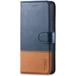 TUCCH iPhone 8 Plus Wallet Case, iPhone 7 Plus Case, Premium PU Leather Flip Folio Case - Dark Blue & Brown