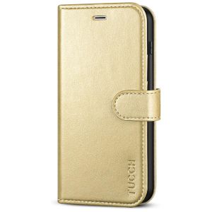 TUCCH iPhone 8 Plus Wallet Case, iPhone 7 Plus Case, Premium PU Leather Flip Folio Case - Shiny Champagne Gold