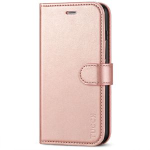 TUCCH iPhone 8 Plus Wallet Case, iPhone 7 Plus Case, Premium PU Leather Flip Folio Case - Shiny Rose Gold
