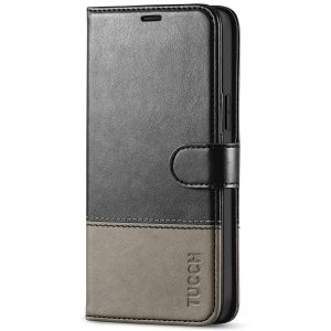 TUCCH iPhone 12 Wallet Case, iPhone 12 Pro Case, iPhone 12 / Pro 6.1-inch Flip Case - Black & Grey