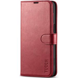 TUCCH iPhone 15 Wallet Case, iPhone 15 PU Leather Case-Dark Red