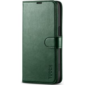 TUCCH iPhone 15 Wallet Case, iPhone 15 PU Leather Case-Midnight Green