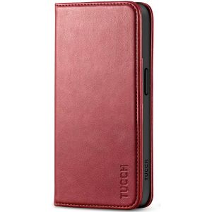 TUCCH iPhone 15 Wallet Case, iPhone 15 Card Holder Case - Dark Red