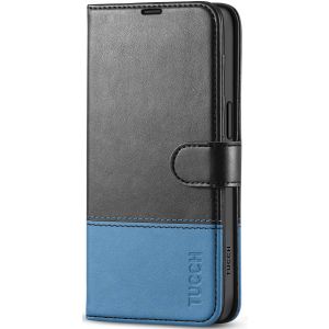 TUCCH iPhone 15 Plus Wallet Case, iPhone 15 Plus Leather Cover - Black & Light Blue