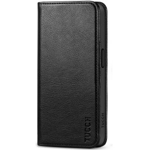 TUCCH iPhone 15 Pro Wallet Case, iPhone 15 Pro Shockproof Fold Case - Full Grain Black