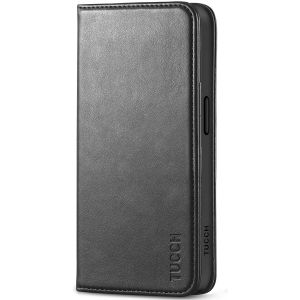 TUCCH iPhone 15 Pro Max Leather Wallet Case, iPhone 15 Pro Max Folio Phone Case - Black