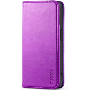 TUCCH iPhone 15 Pro Max Leather Wallet Case, iPhone 15 Pro Max Folio Phone Case - Purple