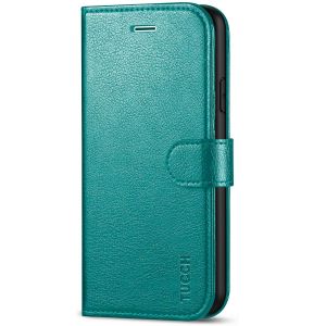 TUCCH iPhone 7 Wallet Case, iPhone 8 Case, iPhone SE 2/3 Gen. Premium PU Leather Case - Full Grain Cyan