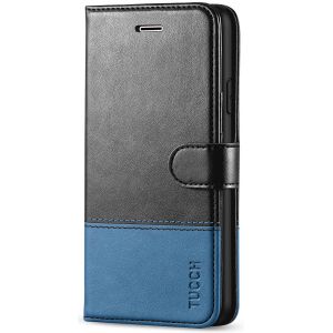 TUCCH iPhone 7 Wallet Case, iPhone 8 Case, iPhone SE 2/3 Gen. Premium PU Leather Case - Black & Light Blue