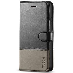 TUCCH iPhone 7 Wallet Case, iPhone 8 Case, Premium PU Leather Case - Black & Grey