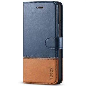 TUCCH iPhone 7 Wallet Case, iPhone 8 Case, Premium PU Leather Case - Dark Blue & Brown