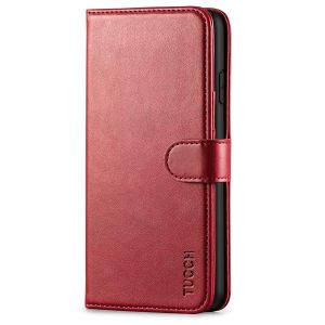 TUCCH iPhone Xs Max Wallet Case - iPhone 10s Max Flip Folio Cover with RFID Blocking, Stank, Magnetic Closure - Wine Red