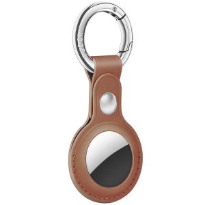 AirTag Tracker Holder Cover with Key Ring - PU Leather AirTag Cover Case Brown-1 Pack