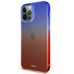 TUCCH iPhone 12 Pattern Case, iPhone 12 Pro Clear Floral Case with Hard Back Soft Frame, Pattern in the Middle Layer, Soft Flexible Shockproof TPU Case - Blue&Red