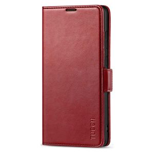 TUCCH SAMSUNG Galaxy Note20 Wallet Case, SAMSUNG Note20 5G Flip Cover Dual Clasp Tab-Dark Red