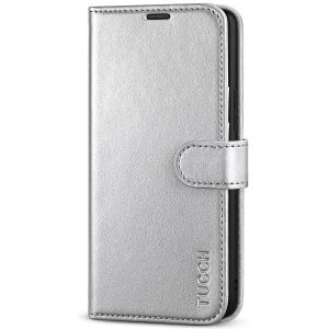 TUCCH SAMSUNG GALAXY S22 Wallet Case, SAMSUNG S22 PU Leather Case Flip Cover - Shiny Silver
