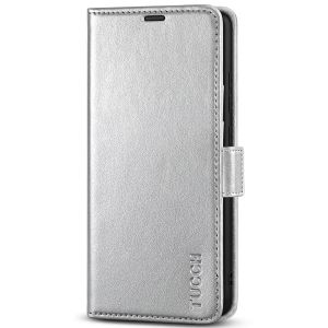 TUCCH SAMSUNG S22 Ultra Wallet Case, SAMSUNG Galaxy S22 Ultra PU Leather Cover Book Flip Folio Case - Shiny Silver