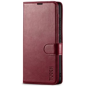 TUCCH SAMSUNG GALAXY S23 Plus Wallet Case, SAMSUNG S23 Plus PU Leather Case Book Flip Folio Cover - Wine Red