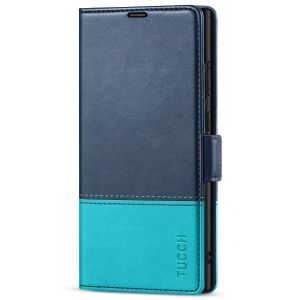 TUCCH SAMSUNG S23 Ultra Wallet Case, SAMSUNG Galaxy S23 Ultra PU Leather Cover Book Flip Folio Case - Dark Blue & Light Blue