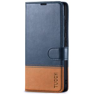 TUCCH SAMSUNG GALAXY S23 Wallet Case, SAMSUNG S23 PU Leather Case Flip Cover - Dark Blue & Brown