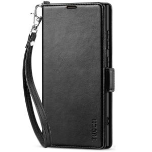 TUCCH SAMSUNG S24 Ultra Wallet Case, SAMSUNG Galaxy S24 Ultra PU Leather Cover Book Flip Folio Case - Strap - Black