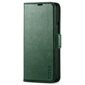 TUCCH SAMSUNG GALAXY Z FOLD 3 Wallet Case, SAMSUNG Z FOLD 3 Flip Case with S Pen Holder - Midnight Green