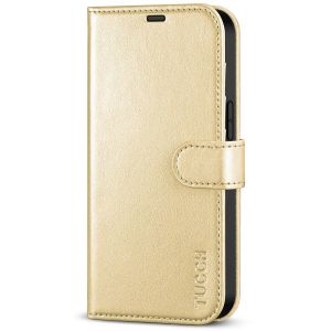 TUCCH iPhone 14 Wallet Case, iPhone 14 PU Leather Case, Folio Flip Cover with RFID Blocking, Credit Card Slots, Magnetic Clasp Closure - Shiny Champagne Gold