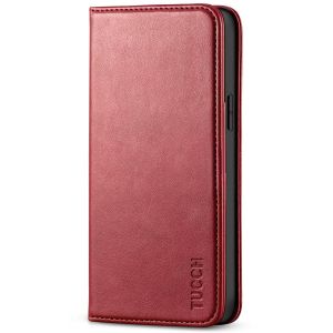 TUCCH iPhone 14 Plus Wallet Case, iPhone 14 6.7-Inch Plus Flip Folio Book Cover, Magnetic Closure Phone Case - Dark Red