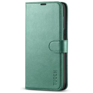 TUCCH iPhone 14 Wallet Case, iPhone 14 PU Leather Case, Folio Flip Cover with RFID Blocking, Credit Card Slots, Magnetic Clasp Closure - Myrtle Green