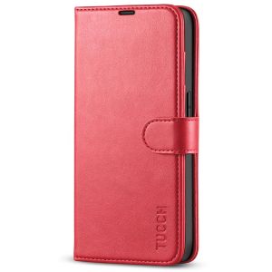 TUCCH iPhone 14 Pro Wallet Case, iPhone 14 Pro PU Leather Case, Folio Flip Cover with RFID Blocking and Kickstand - Red