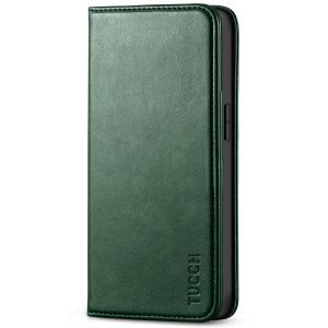 TUCCH iPhone 14 Pro Wallet Case, iPhone 14 Pro PU Leather Case with Folio Flip Book Cover, Kickstand, Card Slots, Magnetic Closure - Midnight Green