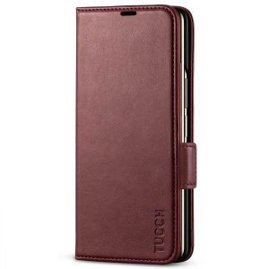 TUCCH SAMSUNG GALAXY Z FOLD4 5G Wallet Case with S Pen Holder Dual Magnetic Tab Closure Book Folio Flip Style - Wine Red