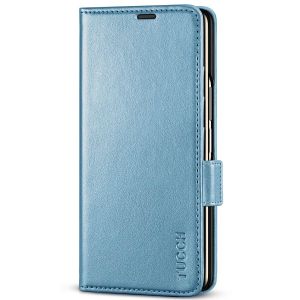 TUCCH SAMSUNG GALAXY Z FOLD4 5G Wallet Case with S Pen Holder Dual Magnetic Tab Closure Book Folio Flip Style - Shiny Light Blue